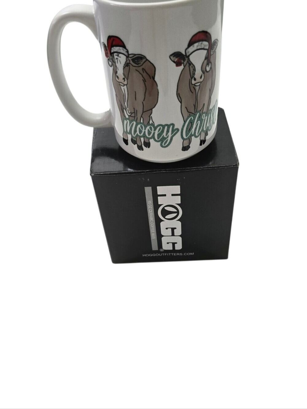 Funny Mooey Christmas Cow Coffee Mug Holiday Farmhouse Ceramic Coffee Cup Christ